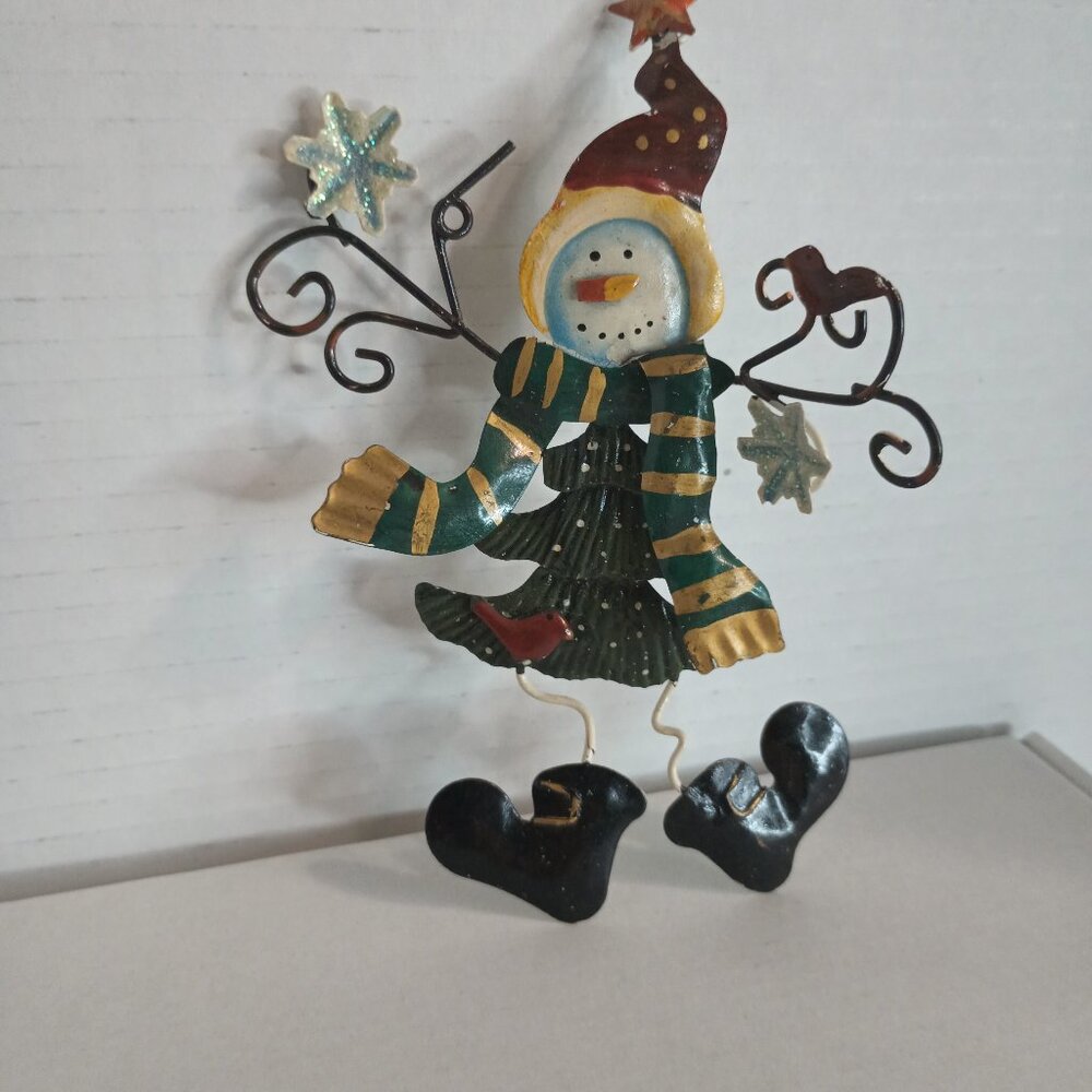 Metal Snowman Rustic Christmas Ornament 6"
